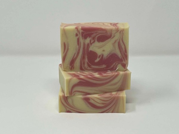 Pink and White Handmade Soap with Swirls Scented with Love Spell