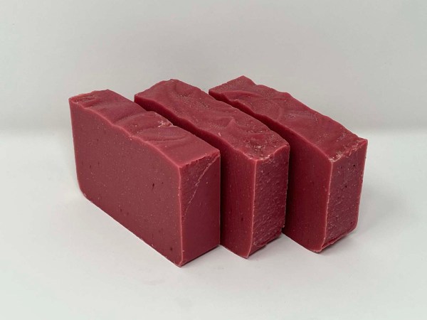 Handmade Soap with Berry Fruity Scented Soap and a Darker Red Color