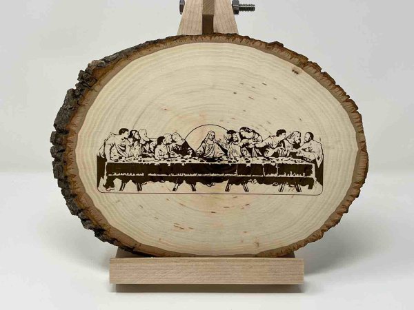 Handcrafted Engraved Last Supper Sign with Live Edge