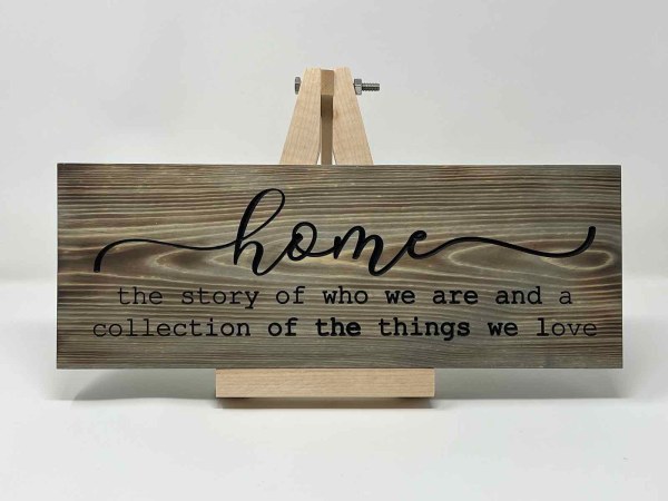 The story fo home wood carved sign handmade