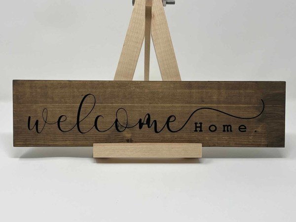 Welcome home handcrafted wood carved sign