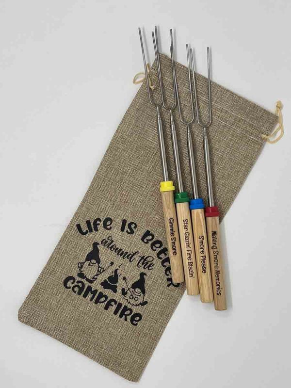 Handcafted marshmallow personalized sticks for bonfire fun