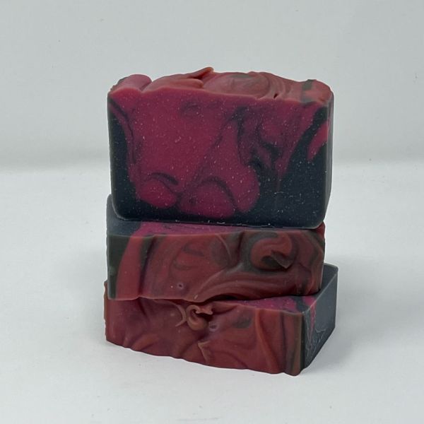Pineapple Coconut Scented Pink Grey Swirls Handmade Bar Soap