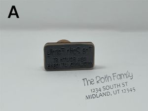 Rubber Stamp with Address and Wooden Handle Made in Usa